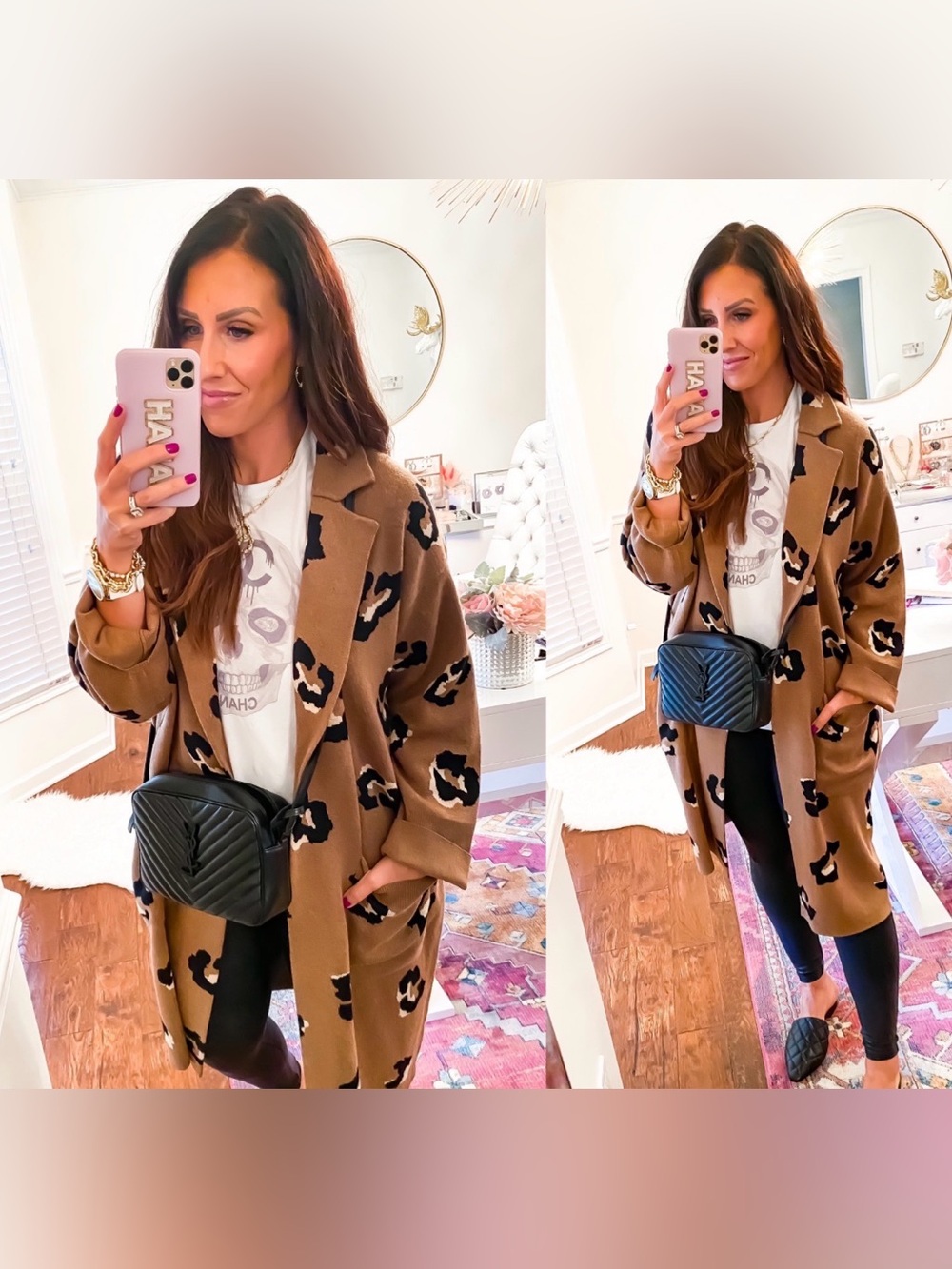 J.Crew Ella Leopard Long Sweater Blazer Womens Small Camel Open Front Pockets - Picture 3 of 9